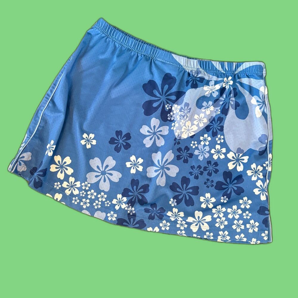 Y2K Tails Mini Skirt in Blue Coconut Girl Hawaii Micro Mesh Size M/L